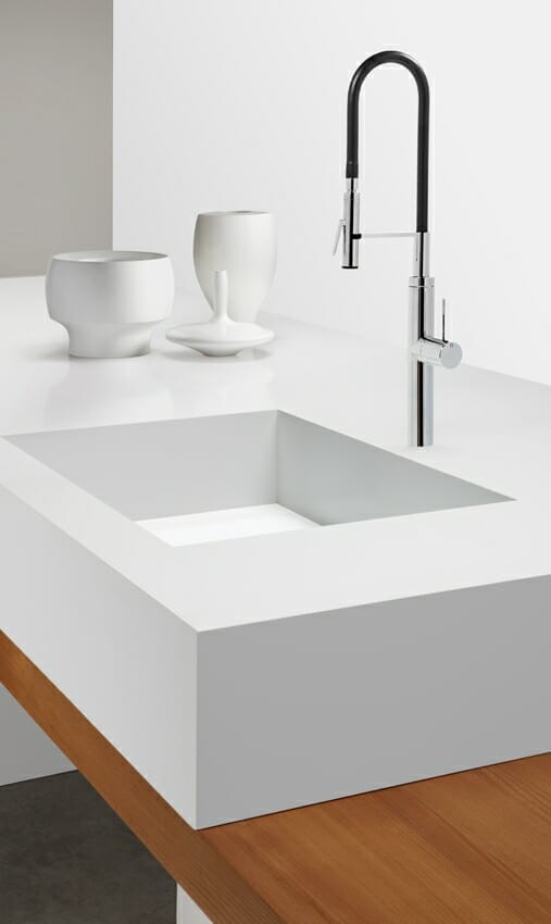 Modern white bathroom counter and sink 