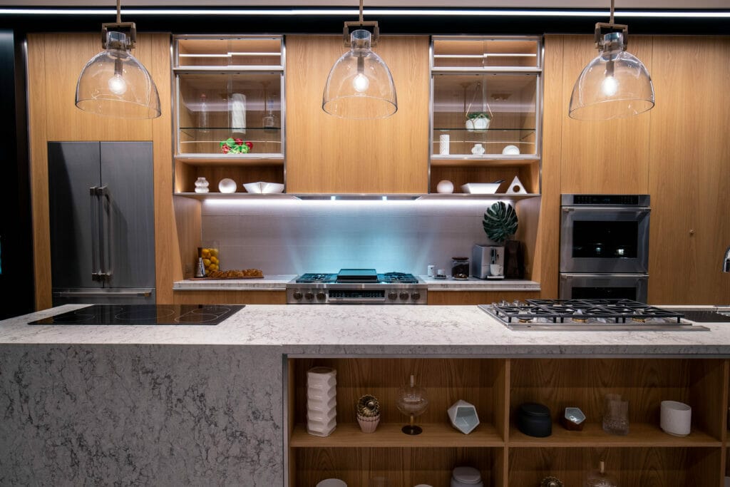 modern kitchen with grey countertop